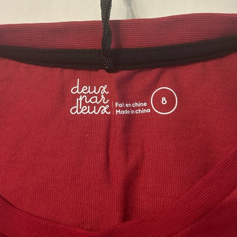 NWT Deux Par Deux Red Long Sleeve T-Shirt with Moose Print Size 8
